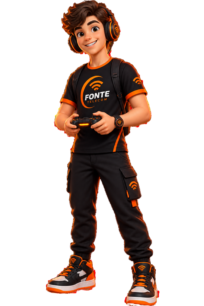 Avatar ilustrado da FONTE Telecom mostrando a velocidade da internet